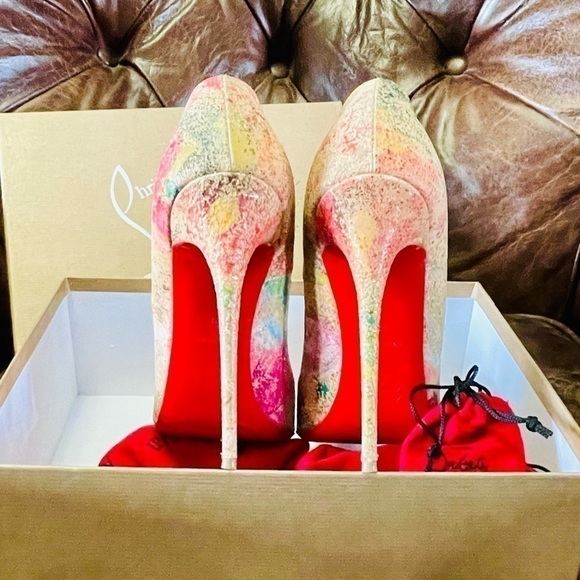 CHRISTIAN Louboutin So Kate, Multicolor Abstract Glitter Pumps, EU 39 120mm